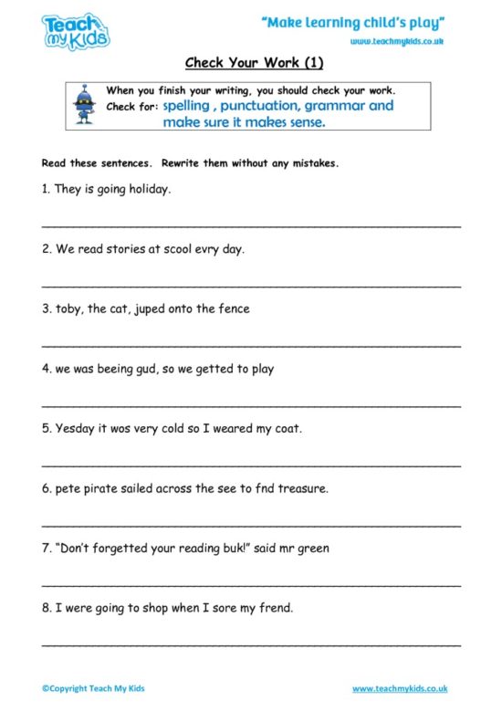 Worksheets for kids - check-your-work