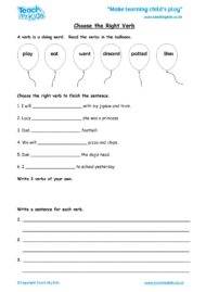 Worksheets for kids - choose-the-right-verb