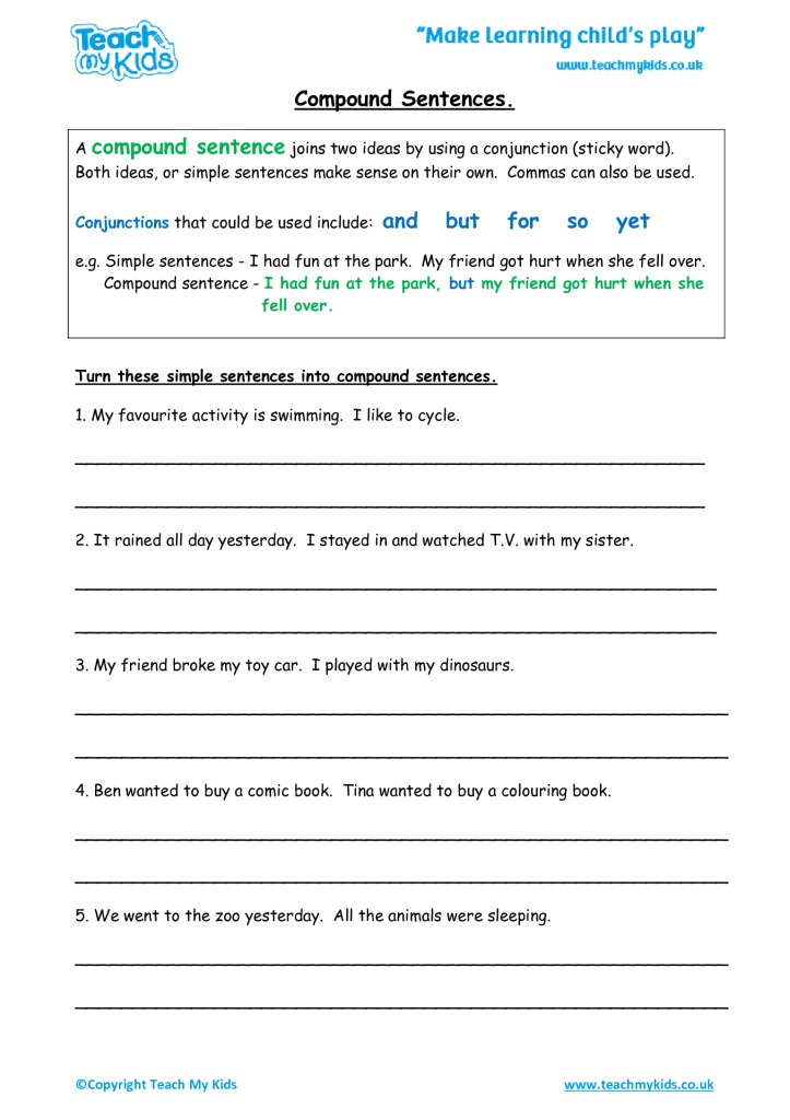 Compound Sentences Worksheets Pdf Foto Kolekcija