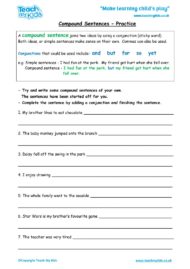 Worksheets for kids - compound-sentences-practise