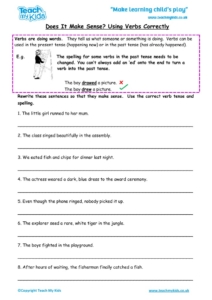 Worksheets for kids - does-it-make-sense-using-verbs-correctly