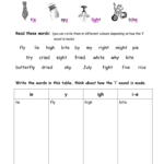 Worksheets for kids - phonics-ie-y-igh-i-e-words