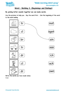 Worksheets for kids - word-building-3-beginnings-endings