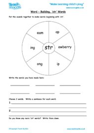 Worksheets for kids - word-building-str-words