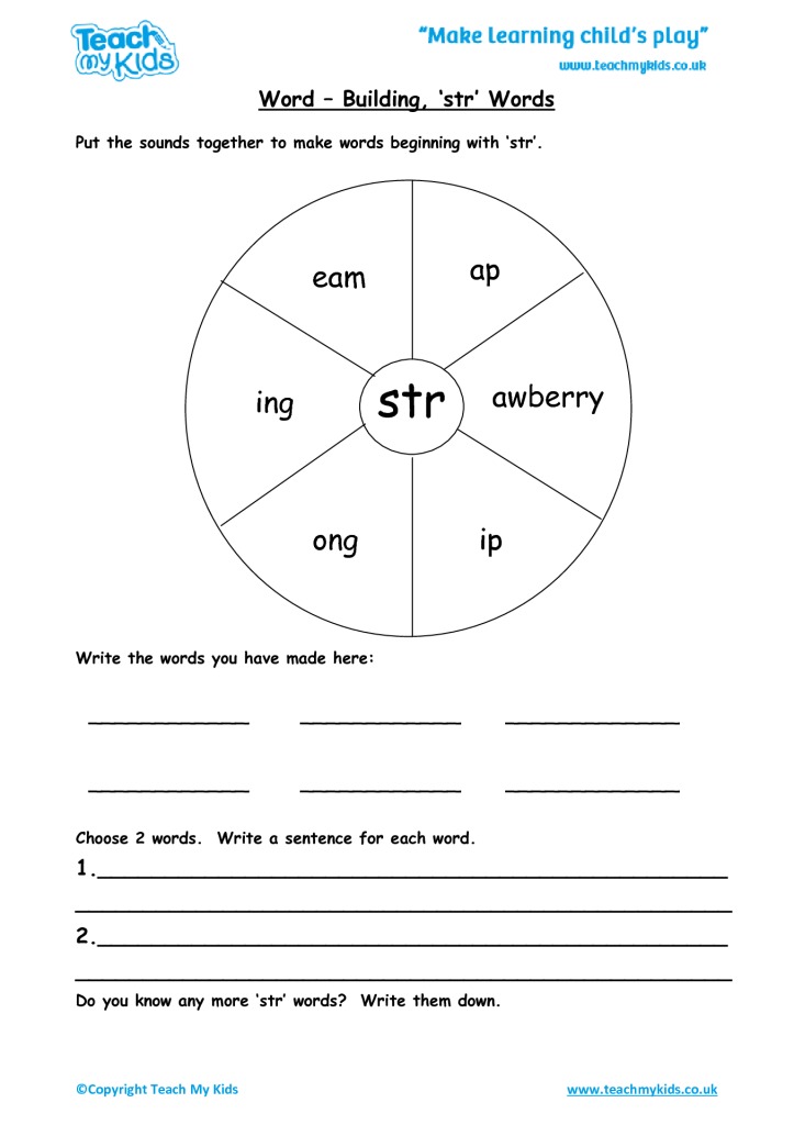 English Word Building Worksheets