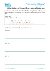 Worksheets for kids - adding-numbers-in-tensones-number-line