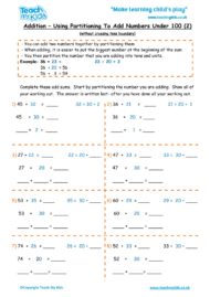 Worksheets for kids - addition-partition-nos-under-100-2