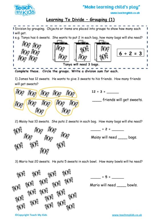 Worksheets for kids - learning-to-divide-grouping1
