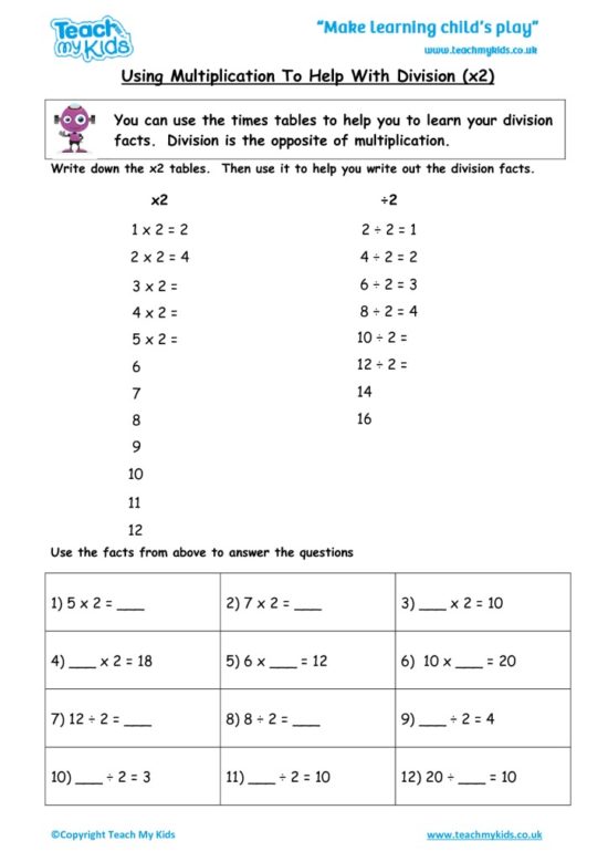 Worksheets for kids - using-multiplication-to-help-with-division-x2