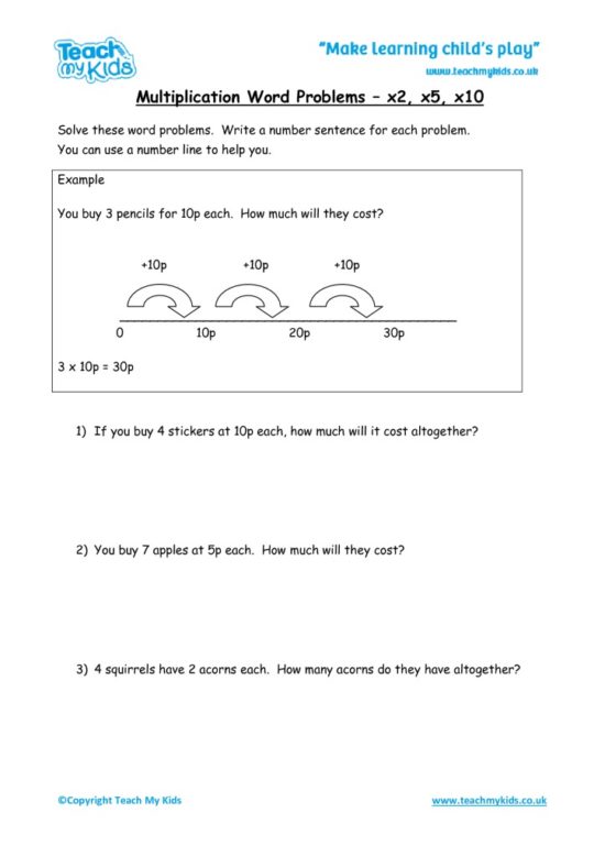 Worksheets for kids - Multiplication-Word-Problems-x2-x5-x10