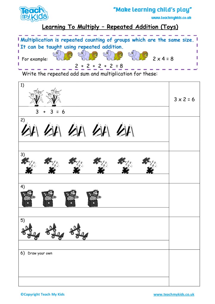learning to multiply repeated addition mixed tables tmk education