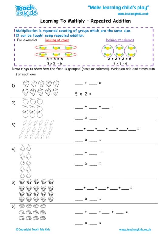 Repeated Addition And Multiplication Worksheets