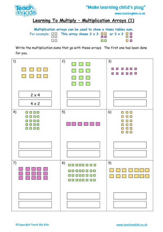 Worksheets for kids - learning-to-multiply-x-arrays1