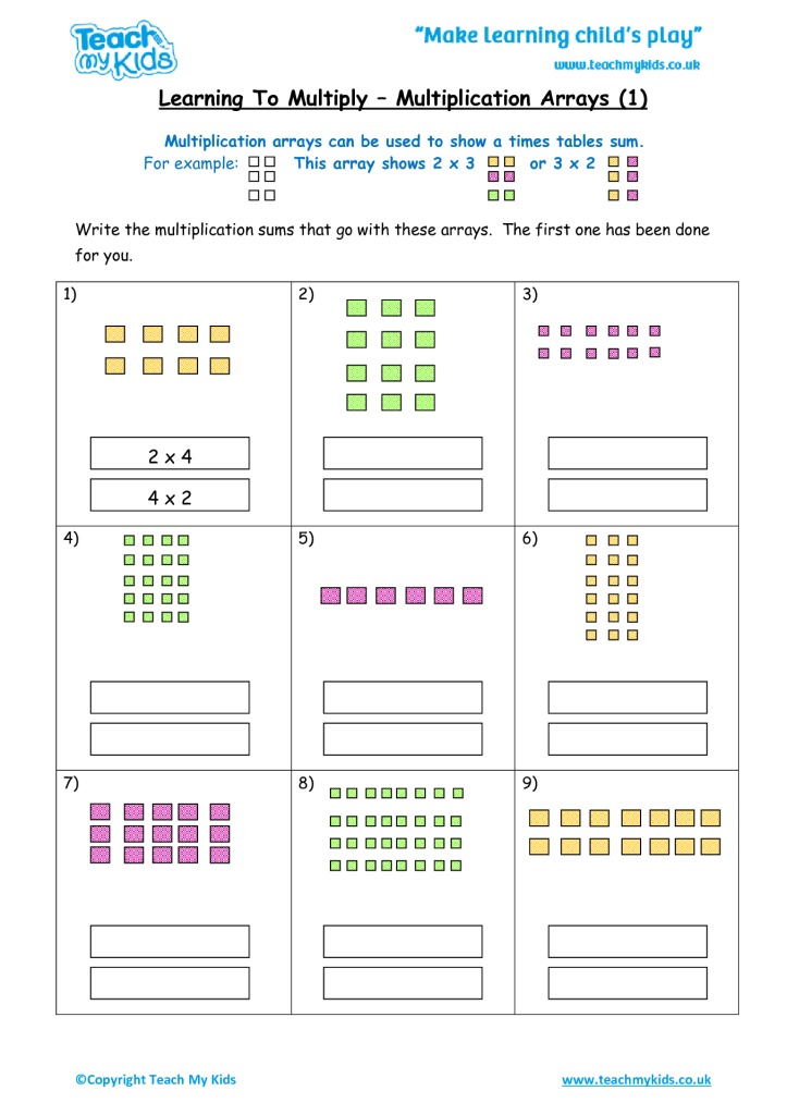 Arrays Multiplication Sentence Worksheet With Answer Key Download Top 39 Multiplication With
