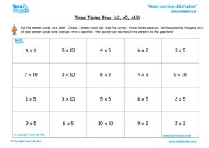 Worksheets for kids - times-tables-bingo-x2-x5-x10