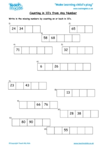 Worksheets for kids - Counting-in-10s-from-any-number