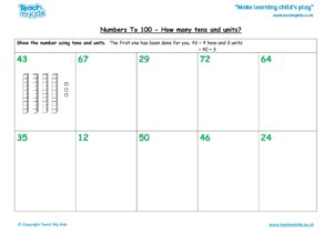 Worksheets for kids - nos-to-100-how-many-t-u