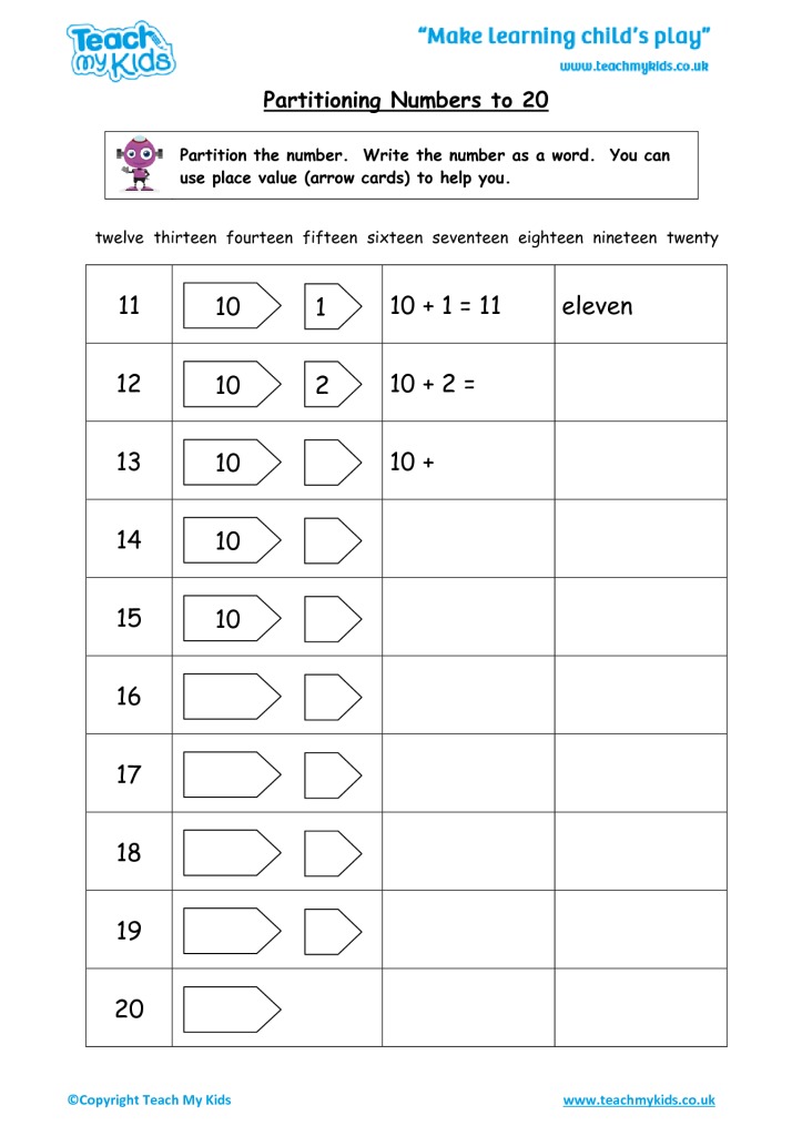 partitioning numbers worksheet year 1 best worksheet