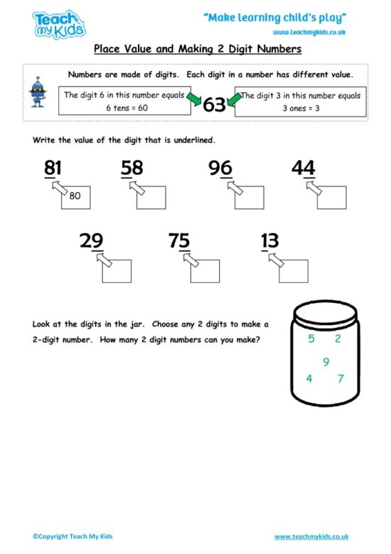 Worksheets for kids - place-value-and-making-2-digit-numbers