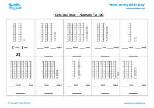 Worksheets for kids - tens-and-ones-nos-to-100