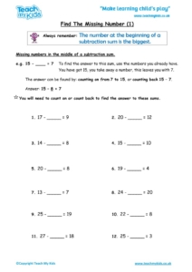 Worksheets for kids - find-the-missing-number-1