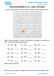 Worksheets for kids - subtracting-multiples-of-10-using-a-100-square
