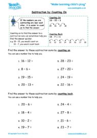 Worksheets for kids - subtraction-by-counting-on