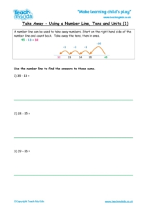 Worksheets for kids - take-away-using-number-line-tu-1