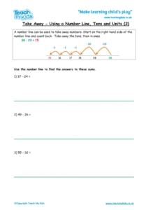 Worksheets for kids - take-away-using-number-line-tu-2