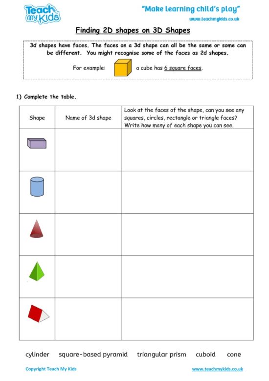Worksheets for kids - finding_2d_shapes_on_3d_shapes