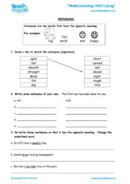 Worksheets for kids - antonyms