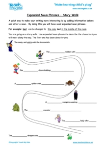 Worksheets for kids - expanded_noun_phrases_-_story_walk