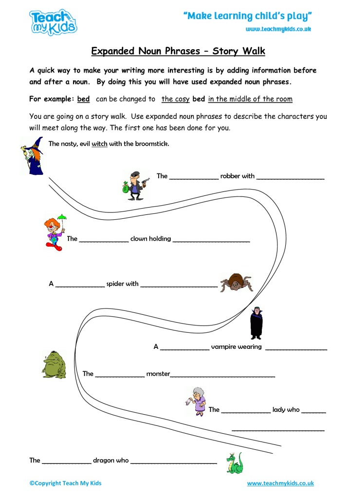 Noun Phrases Worksheet Worksheets For Kindergarten
