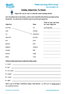 Worksheets for kids - joining_adjectives_to_nouns_3