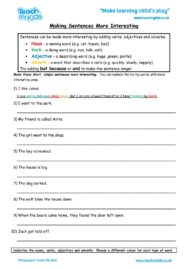 Worksheets for kids - making-senetnces-more-interesting