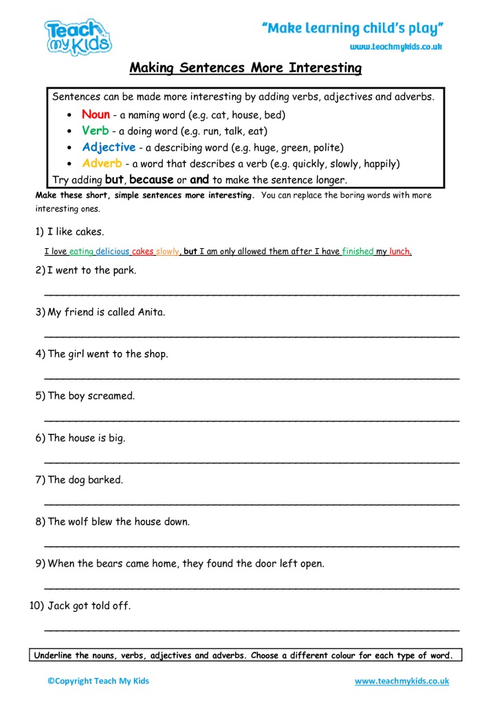 making sentences more interesting 1 tmk education