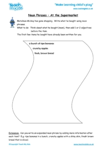 Worksheets for kids - noun_phrases_-_at_the_supermarket