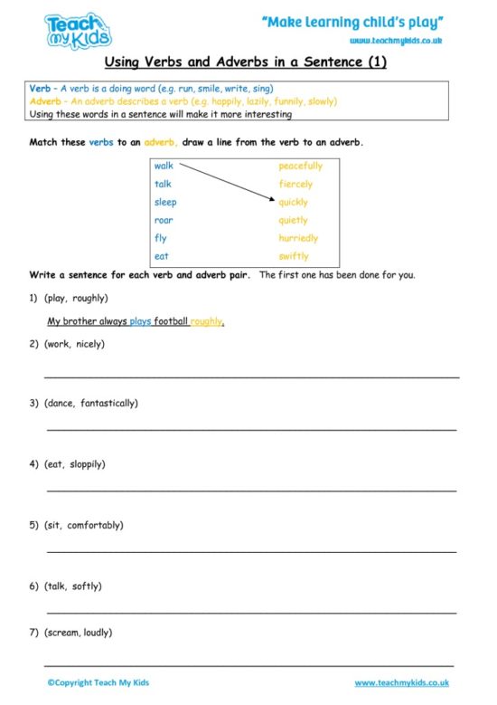 Worksheets for kids - using-verbs-adverbs-in-sentences-1