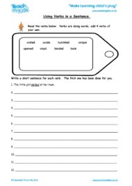 Worksheets for kids - using-verbs-in-a-sentence