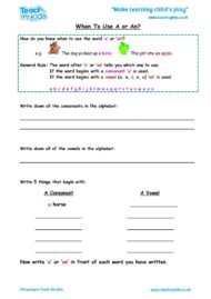 Worksheets for kids - when-to-use-a-or-an