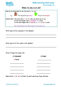 Worksheets for kids - when-to-use-a-or-an