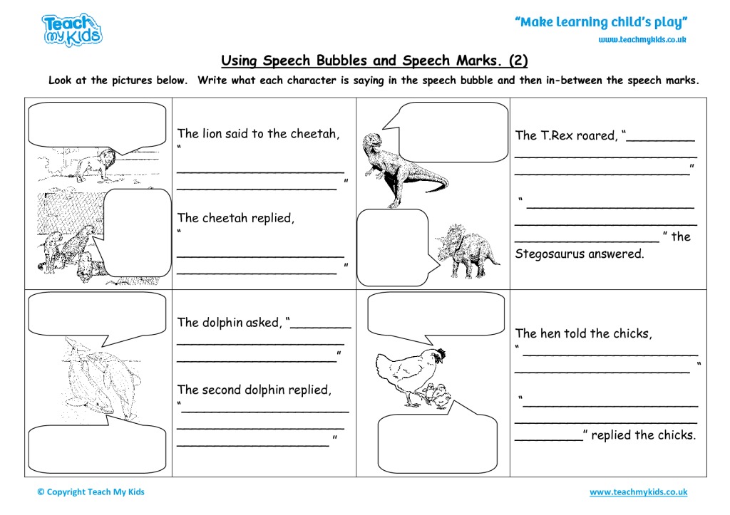 marks speech ks1 sheet (2)   Speech Marks Education TMK Speech Bubbles Using and