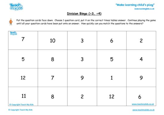Worksheets for kids - division-bingo-34