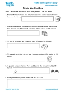 Division Word Problems - TMK Education