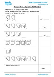Worksheets for kids - multiplication-repeated-addition-x3