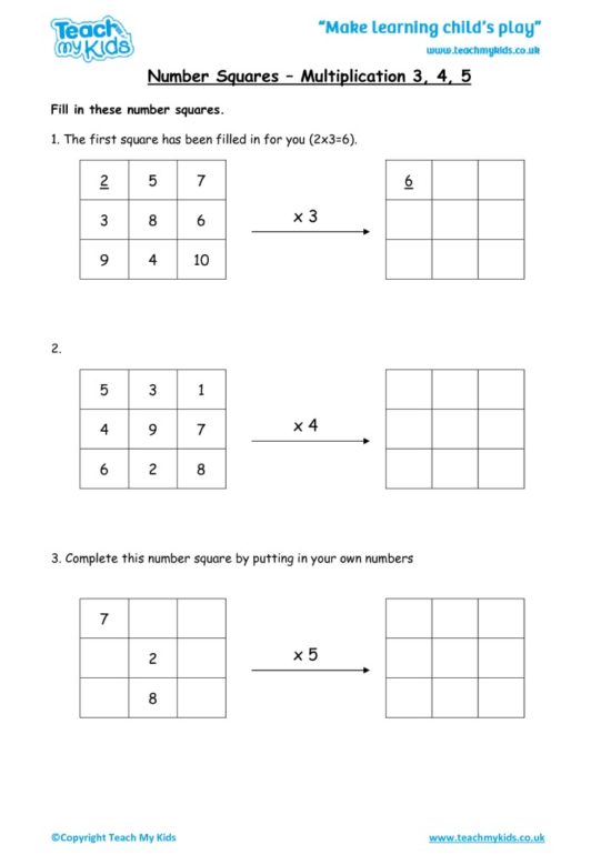 Worksheets for kids - number-squares-multiplication-3-4-5