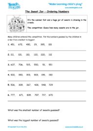 Worksheets for kids - The-sweet-jar-ordering-numbers
