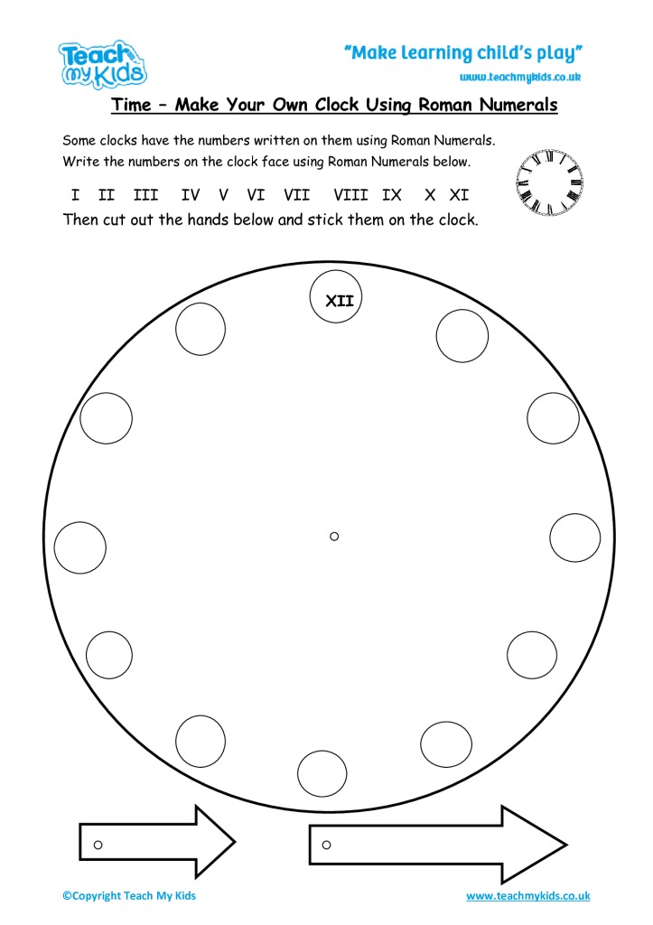 make a clock using roman numerals tmk education