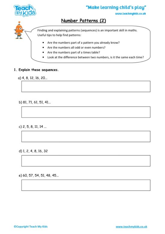 Worksheets for kids - number-patterns-2