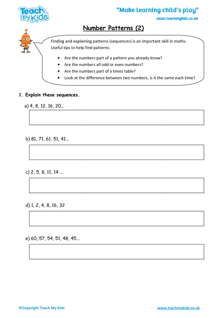 number-patterns-worksheets